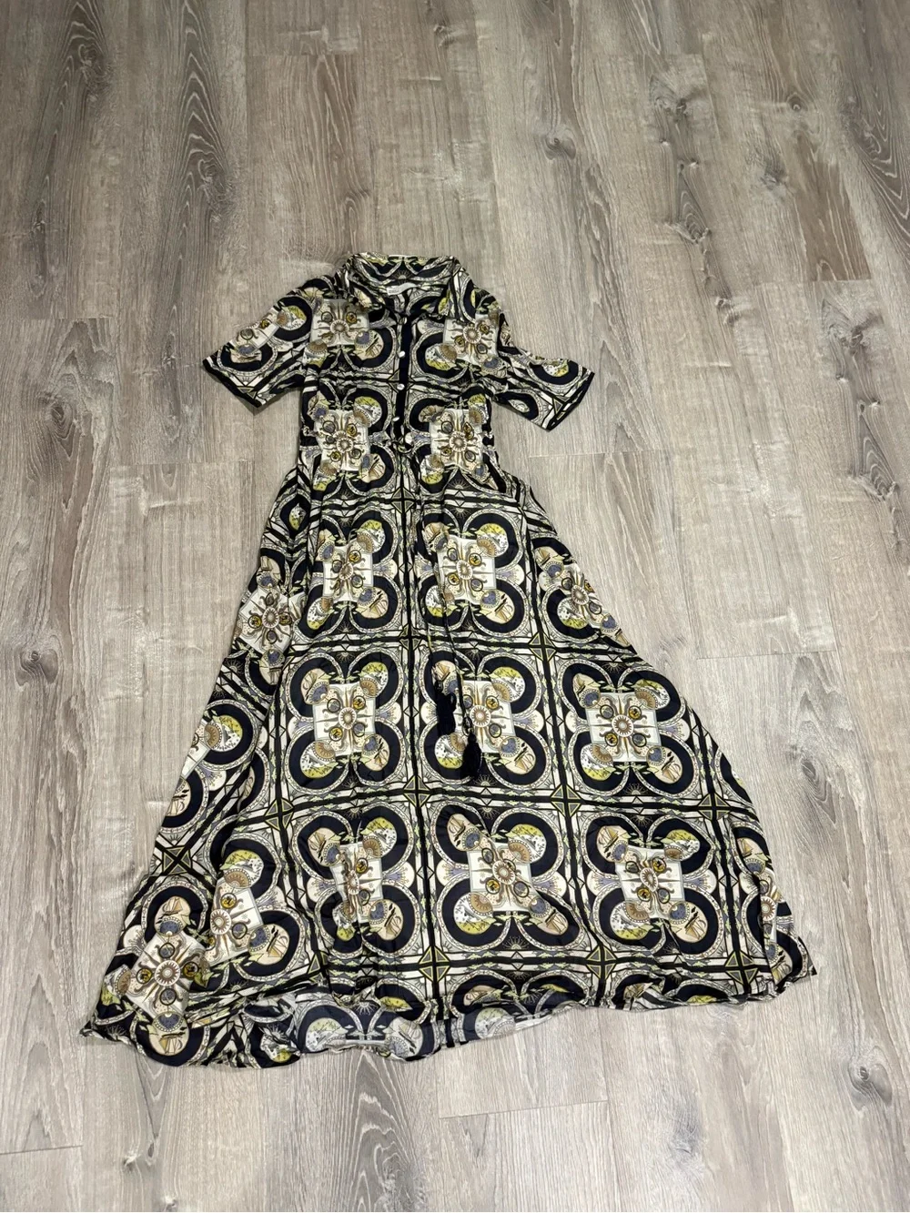 Tory Burch printed shirtdress in navy sundial s